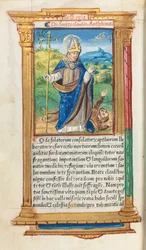 ローマの印刷された時間の使用：fol。 105v、ビショップとしてのセントクロード、1510年。