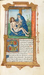 印刷された時間の本ローマの使用：fol。 53r、ピエタ、1510年。