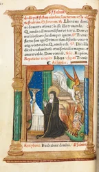 印刷された時間の本ローマの使用：fol。 84v、祈りのドミニカ修道女、1510年。