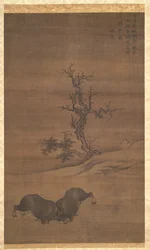 牧童と水牛の風景、1200 年代。