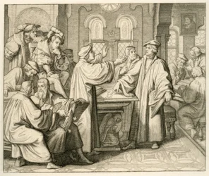 ルターとウルリッヒ・ツヴィングリ（1494-1531）が聖餐式について議論し、両者の意見は一致しなかった。