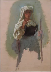 棒を持ったイタリア人女性