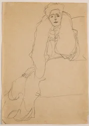 左に座って、上半身を前に傾けます。左に座って、上半身を前方に、左を支えて、1904-1905