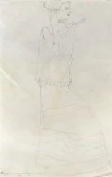 両手を挙げて立つ女性