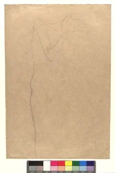 Studie zu einem stehenden weiblichen Akt, die Hände an die Wange gelegt