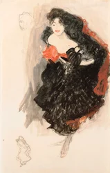 ジュディス2世の習作、1908年頃（紙にガッシュ、木炭、白色）