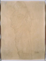 法律学」のための女性の習作 1903年頃（紙に黒鉛彩色）