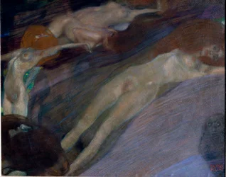 グスタフ・クリムト（1862-1918）の「水の戯れ」の絵。1898年 薄さ52x65cm Osterreichische Galerie Belvedere, Vienna.