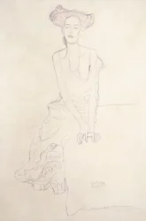 若い女性、彼女の手で自分自身を支えています