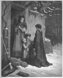 La cigale et la ant - アリとキリギリス - Jean de La Fontaine (Lafontaine) (1621-95) の「寓話」より - Gustave Dore (1832-83) の後のエングレーヴィング - 個人蔵