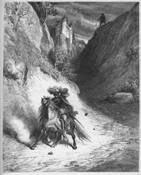 Le Lion et le Moucheron - Le Lion and the gnat - Jean de La Fontaine (Lafontaine) (1621-95)の「寓話」より - Gustave Dore (1832-83)の後のエングレービング - 個人蔵