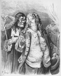 ジャン・ド・ラ・フォンテーヌ（ラフォンテーヌ）（1621-95）の「寓話」より「医者たち」 - グスタフ・ドーア（1832-83）の後のエングレービング - 個人蔵