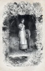 Tholomyesによる恋するファンティーヌの肖像 - Gustave Brion (1824-1877)による「The Miserables - First part」のためのイラスト。ヴィクトル・ユーゴー（1802-1885）の「ファンティーヌ」1862年作
