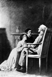 ジャンヴァルジャンの死、ヴィクトルユーゴー（1802-85）1862による「レミゼラブル」のイラスト