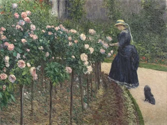 バラ、プチ・ジャンヌヴィリエの庭 - Gustave Caillebotte (1848-1894).油彩・キャンバス