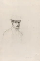 帽子をかぶった自画像 1879年頃 テクスチャード・レイド紙に黒鉛画