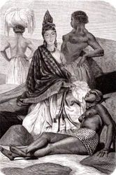 セネガル、ゴレ島の混血フランス系アフリカ人女性、シグナール。1861年（エングレーヴィング）