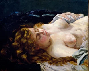 「ギュスターヴ・クールベ（1819-1877）の絵画「若い赤毛の寝顔
