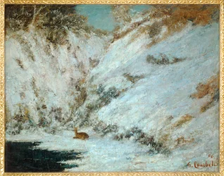 ジュラの雪景色、ノロ鹿のいる風景（キャンバスに描かれた絵）
