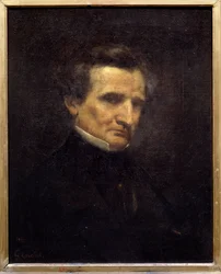 フランスの作曲家、ヘクトル・ベルリオーズ（1803-1869）の肖像。ギュスターヴ・クールベ（1819-1877）の絵画