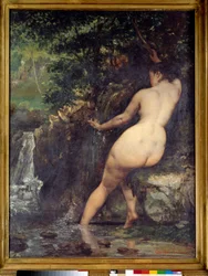 水源または水源の水浴者 ギュスターヴ・クールベ（1819-1877）の絵画 1868年 日。1,28x0,97 m パリ、オルセー美術館