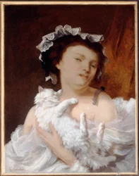 猫を持つ女性、1864