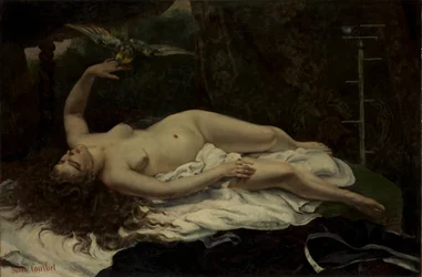 オウムを持つ女性、1866年。