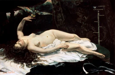 オウムを連れた女、1866年