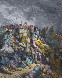 アルスールの戦い - 第3回十字軍に参加したイングランド王リチャード1世ライオンハート（1157-1199） - 第3回十字軍のアルスールの戦い（1191年）におけるリチャード・ライオンハート、ギュスターヴ・ドーアの彫刻 - Joseph-Francois Michaudの「History of the Crusades」より