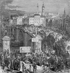 にぎやかなロンドン橋の風景、1872 年。