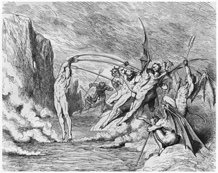 悪魔、ダンテアリギエーリ（1265-1321）パリの「神曲」（インフェルノ）のイラスト、パリ、1885年