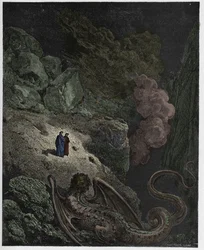 地獄篇、第17歌：欺瞞の象徴ゲーリュオーン、ダンテ・アリギエーリ著『神曲』の挿絵、1885年