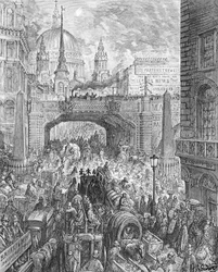ウィリアムブランチャードジェロルド（1826-94）パブによって書かれた「ロンドン、巡礼」からのラドゲートヒル。 1872（彫刻）