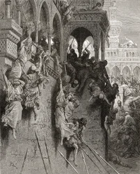 アンティオキアの虐殺、JFによる「Bibliotheque des Croisades」のイラスト。ミショー、1877