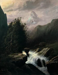 19世紀、Cervin Mountainの嵐。