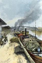 パリのラ ヴィレット運河の眺め ギュスターヴ フライポン (1849-1923) によるサン ジュワールの絵