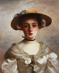麦わら帽子の少女の肖像画