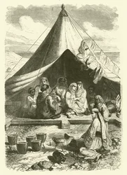 テトゥアンでの虐殺を逃れてジブラルタルにいるモロッコのユダヤ人たち（版画