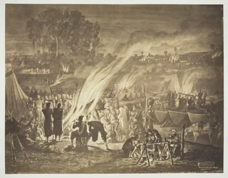 無題 [ベネディクト・マソン作、ズアヴ家が即興で作ったアラブの「祭り」の絵]、1857年。
