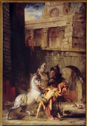 Diomede Devore by His Horses Painting by Gustave Moreau (1826-1898) 1865 Sun.1,38x0,84 m ルーアン、ミュゼ・デ・ボザール