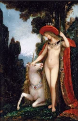 「ユニコーン」 ギュスターヴ・モロー (1826-1898) 作 1885年 Dim 50x34 cm 個人蔵