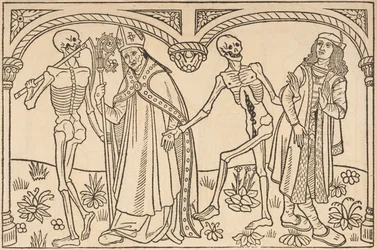 「La danse macabre des femmes」より司教と貴族を奪う死。 そして身と刃の論争」