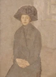 大きな帽子をかぶった若い女性、1917年から25年頃（油彩、キャンバスに油彩）
