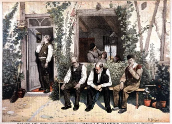 バーバーズブリスポの絵をもとにしたリトグラフ、1895年のシャンゼリゼでの展覧会。5月26日の「Le Petite Journal」では
