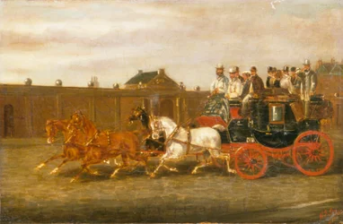 ロンドンからブライトンへ向かう馬車（油彩・キャンバス）