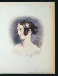 メアリー・ホガース、1890年頃（紙にトイレ）