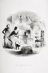 指定された時間、チャールズディケンズ（1812-70）による「ブリークハウス」のイラストは1853年（リソ）に出版