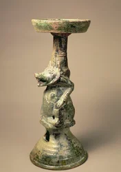 初期の中国の陶器ランプ、墓の工芸品、漢王朝、25〜220 AD（セラミック）