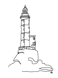 海岸の灯台 線画