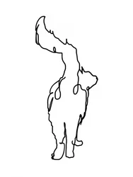 「好奇心旺盛な猫」の線画